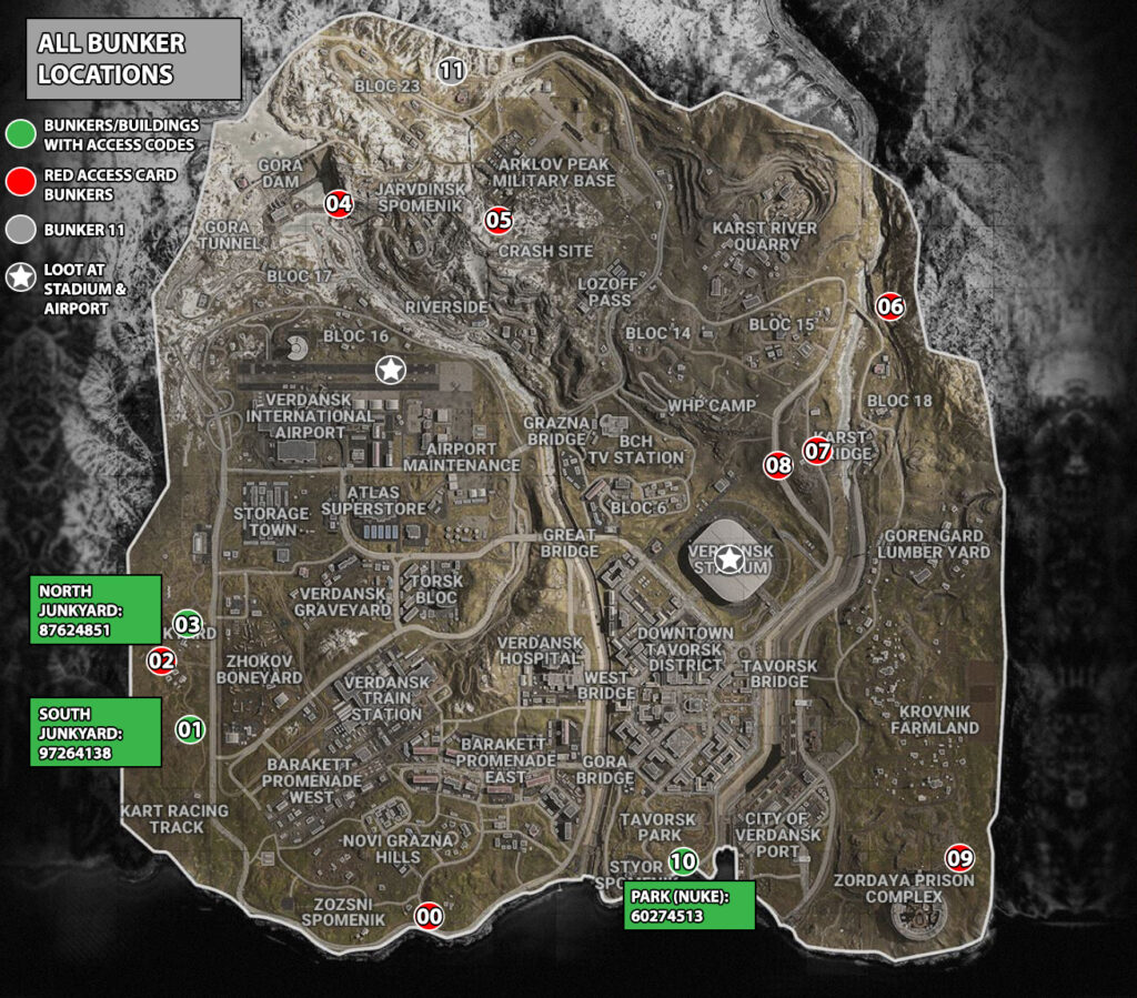 Original Warzone Bunker Locations On Map